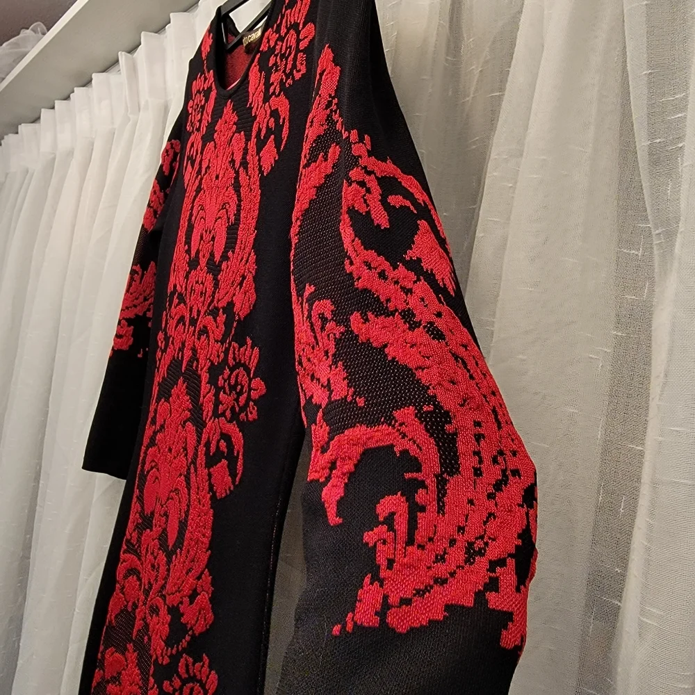 Roberto Cavalli Bodycon Long Sleeve Sweater Dress Black & Red Size XS - Picture 12 of 17